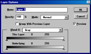 Layer options Photoshop 3.0.4 (on Windows 98)