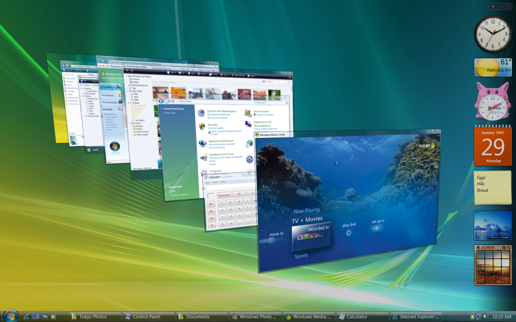 Screen shot of Vista's "Flip" navigation in action